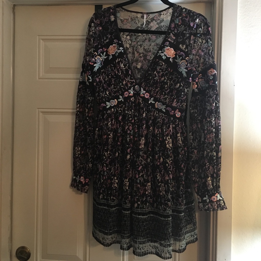 Free People Embroidered Lace Mini Dress